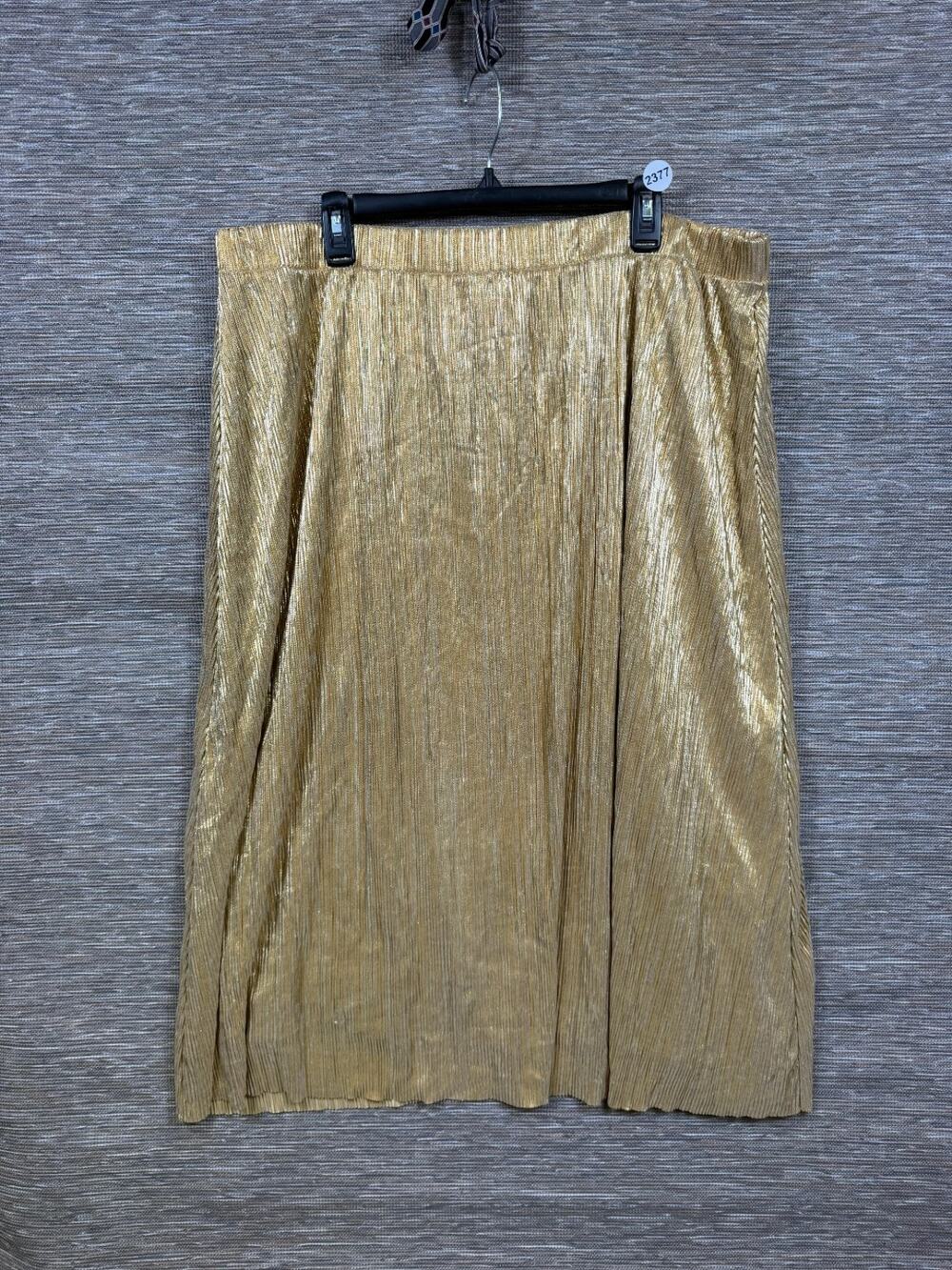 Joan Rivers Women's Red Carpet Pleated Metallic Skirt Gold Shimmery Size XL